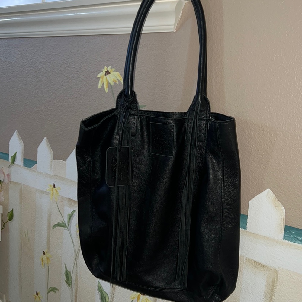 ELF Black Leather Tote Bag